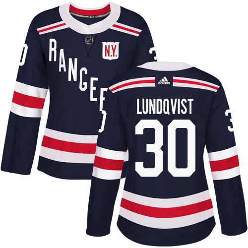 Adidas Rangers #30 Henrik Lundqvist Navy Blue Authentic 2018 Winter Classic Women's Stitched NHL Jersey - Click Image to Close